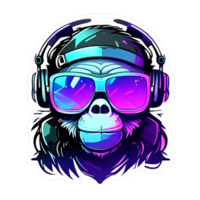 Cute Monkey Wearing Headphones Stickers png