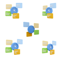 3d le rendu l'horloge avec quatre notifications icône ensemble. 3d rendre rappel pour travail et plan différent postes icône ensemble. png