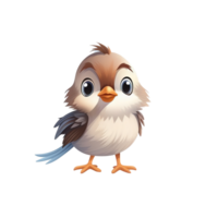 Baby sparrow, cute sparrow, cute baby sparrow. Ai generated image cute cartoon illustration. png