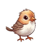 Baby sparrow, cute sparrow, cute baby sparrow. Ai generated image cute cartoon illustration. png