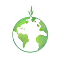 mão desenhado aguarela terra dia. a verde planeta é globo plantas e flores crescer por aí isto. eco ilustração em uma transparente fundo. mundo meio Ambiente dia, de Meio Ambiente proteção poster png