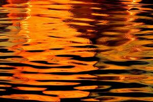 Water ripples reflected in the water at night. photo