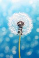 A jellyfish dandelion in blue with light shining through it, in the style of lensbaby velvet. AI generative photo