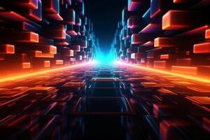 abstract modern space, future virtual metauniverse, starry sky. photo