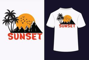 puesta de sol tipografía camiseta diseño vector