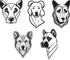 Cure Dog Head Line Art Vector Illustration