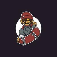 skateboarding pumpkin character logo illustration. vector