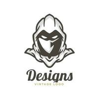 ninja logo diseño, personaje modelo logo. vector