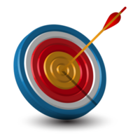 3D Realistic Bullseye Target Icon, Arrow Dart Targeting Symbol, Archery Target Icon, Dart Targeting Market Logo For Success, Winning, Destination, Success Strategy Design Elements png