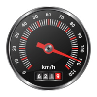 Tachometer schnell Symbol, Zeit Laufen aus Symbol, Meilen pro Stunde, Automobil, Technologie Symbol, 3d realistisch glänzend und glänzend Tachometer eben Symbol png