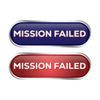 mission échoué caoutchouc timbre, échoué icône, échoué entreprise, 3d réaliste brillant et brillant badge conception pour votre affaires png