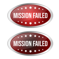 mission échoué caoutchouc timbre, échoué icône, échoué entreprise, 3d réaliste brillant et brillant badge conception pour votre affaires png