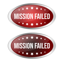 Mission Failed Rubber Stamp, Failed Icon, Failed Business, 3D Realistic Shiny And Glossy Badge Design For Your Business png