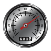 Tachometer schnell Symbol, Zeit Laufen aus Symbol, Meilen pro Stunde, Automobil, Technologie Symbol, 3d realistisch glänzend und glänzend Tachometer eben Symbol png