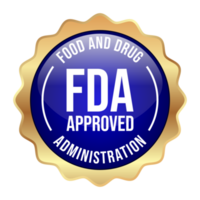 lucido fda approvato etichetta, francobollo, distintivo, sigillo, etichetta, etichetta, vettore, cibo e droga amministrazione distintivo, 3d realistico distintivo per CBD etichetta design elementi png