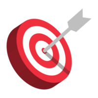3d realistico bullseye bersaglio icona, freccia dardo mira simbolo, tiro con l'arco bersaglio icona, dardo mira mercato logo per successo, vincente, destinazione, successo strategia design elementi png