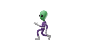 3D illustration. Weird Alien 3D cartoon character. Alien descended from outer space. An alien with a unique stepping pose. Aliens look cute. 3D cartoon character png