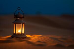 A lantern, surrounded by sands. photo