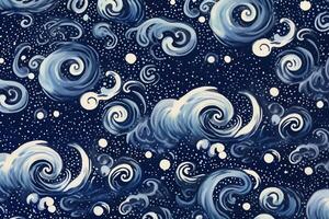 Swirls of lunar dust in varying shades of silver and opalescent white intertwine with celestial constellations. photo