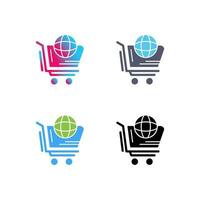 icono de vector de compras del mundo