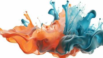 An astonishing and imaginative abstract background illustration depicting floating colored liquid in trendy shades of pink, orange, blue, and violet. Ai generated photo