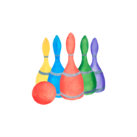 Children's toy. Illustration of a set of skittles. Illustration for children. Separately on a transparent background. Suitable for cards, invitations, banners, notepads, posters, calendars. png