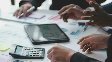 Close up of Business team analyzing income charts and graphs with modern laptop computer. Business analysis and strategy concept. video