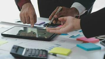 Close up of Business team analyzing income charts and graphs with modern laptop computer. Business analysis and strategy concept. video