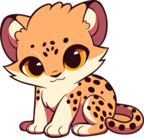 mignonne bébé dessin animé guépard avec ai génératif png