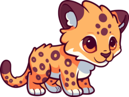 mignonne bébé dessin animé guépard avec ai génératif png