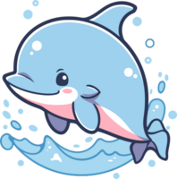 Cute cartoon dolphin with AI Generative png