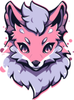 a wolf head in cartoon style with png