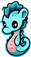 Cute cartoon seahorse in the sea with AI Generative png