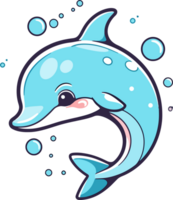 Cute cartoon dolphin with AI Generative png