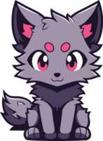 Cute cartoon wolf with AI Generative png