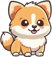 Cute corgi dog cartoon with AI Generative png