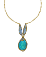 Jewelry design art set with turquoise and gems necklace.Hand drawing and painitng on paper. png