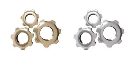 mechanism gears 3d rendering set,cog icon set png