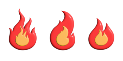 red fire icon 3d set png