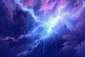 Abstract gradient art style, an electrifying lightning storm with an intense mood. AI generative photo