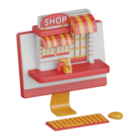 3d rendering online store isolated useful for ecommerce, business, retail, store, online, delivery and marketplace design element png