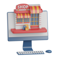 3d rendering online store isolated useful for ecommerce, business, retail, store, online, delivery and marketplace design element png