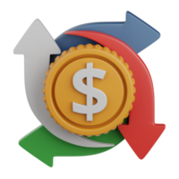 3d renderen contant geld stromen geïsoleerd nuttig voor bedrijf, analyse, geld en financiën ontwerp element png