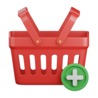 3d rendering add to basket isolated useful for ecommerce, business, retail, store, online, delivery and marketplace design element png