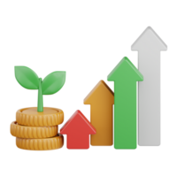 3d interpretazione profitto isolato utile per attività commerciale, analisi, ragnatela, i soldi e finanza design elemento png