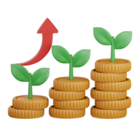 3d rendering growth isolated useful for business, analytics, web, money and finance design element png