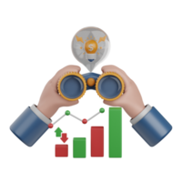 3d representación visión aislado útil para negocio, analítica, web, dinero y Finanzas diseño elemento png