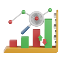 3d representación mercado análisis aislado útil para negocio, analítica, web, dinero y Finanzas diseño png