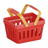 3d rendering basket isolated useful for ecommerce, business, retail, store, online, delivery and marketplace design element png