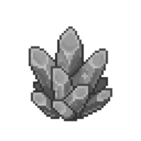 An 8-bit retro-styled pixel-art illustration of a gray crystal. png